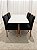 Mesa de Jantar Larissa 120x90 Vidro Off/Base Madeira + 4 Cad. Tula Dupla - Veludo Preto - Imagem 2