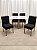 Mesa de Jantar Larissa 120x90 Vidro Off/Base Madeira + 4 Cad. Tula Dupla - Veludo Preto - Imagem 3