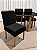 Mesa de Jantar Larissa 120x90 Vidro Preto/Base Madeira + 4 Cad. Tula Dupla - Veludo Preto - Imagem 3