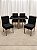 Mesa de Jantar Larissa 120x90 Vidro Preto/Base Madeira + 4 Cad. Tula Dupla - Veludo Preto - Imagem 2