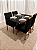 Mesa de Jantar Larissa 120x90 Vidro Preto/Base Madeira + 4 Cad. Tula Dupla - Veludo Preto - Imagem 1