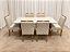 Mesa de Jantar Jasmine 160x90 Vidro Off/Base Madeira + 6 Cad. Tula Dupla - Veludo Bege - Imagem 3