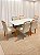 Mesa de Jantar Jasmine 160x90 Vidro Off/Base Madeira + 6 Cad. Tula Dupla - Veludo Bege - Imagem 2