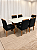 Mesa de Jantar Jasmine 160x90 Vidro Off/Base Madeira + 6 Cad. Tula Dupla - Veludo Preto - Imagem 4