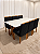 Mesa de Jantar Jasmine 180x90 Vidro Off/Base Madeira + 6 Cad. Tula Dupla - Veludo Preto - Imagem 4
