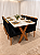 Mesa de Jantar Jasmine 180x90 Vidro Off/Base Madeira + 6 Cad. Tula Dupla - Veludo Preto - Imagem 1