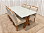 Mesa de Jantar Jasmine 180x90 Vidro Off/Base Madeira + 6 Cad. Tula Dupla - Veludo Bege - Imagem 3