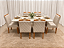 Mesa de Jantar Jasmine 180x90 Vidro Off/Base Madeira + 6 Cad. Tula Dupla - Veludo Bege - Imagem 1