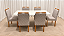 Mesa de Jantar Jasmine 180x90 Vidro Off/Base Madeira + 6 Cad. Tula Dupla - Linho Cinza - Imagem 4