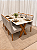 Mesa de Jantar Jasmine 180x90 Vidro Off/Base Madeira + 6 Cad. Tula Dupla - Linho Cinza - Imagem 1