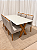 Mesa de Jantar Jasmine 180x90 Vidro Off/Base Madeira + 6 Cad. Tula Dupla - Linho Cinza - Imagem 3