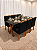 Mesa de Jantar Jasmine 180x90 Vidro Preto/Base Madeira + 6 Cad. Tula Dupla - Veludo Preto - Imagem 1