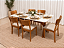 Mesa de Jantar Jasmine 160x90 Vidro Off/Base Madeira + 6 Cad. Luana Encosto de Madeira Maciça - Linho Bege - Imagem 1