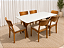 Mesa de Jantar Jasmine 160x90 Vidro Off/Base Madeira + 6 Cad. Luana Encosto de Madeira Maciça - Linho Bege - Imagem 2