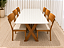Mesa de Jantar Jasmine 180x90 Vidro Off/Base Madeira + 6 Cad. Luana Encosto de Madeira Maciça - Linho Bege - Imagem 3