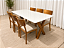 Mesa de Jantar Jasmine 180x90 Vidro Off/Base Madeira + 6 Cad. Luana Encosto de Madeira Maciça - Linho Bege - Imagem 5