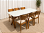 Mesa de Jantar Jasmine 180x90 Vidro Off/Base Madeira + 6 Cad. Luana Encosto de Madeira Maciça - Linho Bege - Imagem 4