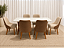 Mesa de Jantar Jasmine 180x90 Vidro Off/Base Madeira + 6 Cad. Luna Concha - Linho Bege com Corino - Imagem 4