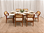 Mesa de Jantar Jasmine 160x90 Vidro Off/Base Madeira + 4 Cad. Tela Bruna Madeira Maciça - Linho Bege + 2 Cadeiras Madisson Linho Cinza - Imagem 1