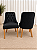 Mesa de Jantar Larissa 120x90 Vidro Preto/Base Madeira + 4 Cad. Concha Luna - Veludo Preto - Imagem 5