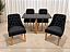 Mesa de Jantar Larissa 120x90 Vidro Preto/Base Madeira + 4 Cad. Concha Luna - Veludo Preto - Imagem 2