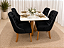 Mesa de Jantar Larissa 120x90 Vidro OffWhite/Base Madeira + 4 Cad. Concha Luna - Veludo Preto - Imagem 1