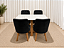 Mesa de Jantar Larissa 120x90 Vidro OffWhite/Base Madeira + 4 Cad. Concha Luna - Veludo Preto - Imagem 4