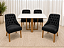Mesa de Jantar Larissa 120x90 Vidro OffWhite/Base Madeira + 4 Cad. Concha Luna - Veludo Preto - Imagem 2