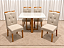 Mesa de Jantar Larissa 120x90 Vidro Off/Base Madeira + 4 Cad. Beth com Botão - Linho Bege - Imagem 2
