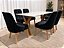 Mesa de Jantar Jasmine 180x90 Vidro Off/Base Madeira + 6 Cad. Luna Concha - Veludo Preto - Imagem 2