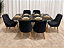 Mesa de Jantar Jasmine 180x90 Vidro Preto/Base Madeira + 6 Cad. Luna Concha - Veludo Preto - Imagem 1