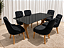 Mesa de Jantar Jasmine 180x90 Vidro Preto/Base Madeira + 6 Cad. Luna Concha - Veludo Preto - Imagem 2