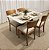 Mesa de Jantar Larissa 120x90 Vidro Off/Base Madeira + 4 Cad. Luana encosto Madeira Maciça - Linho Bege - Imagem 1