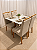 Mesa de Jantar San Marino 90x90 Vidro Off/Base Madeira + 4 Cad. Beth com Botão - Linho Bege - Imagem 2
