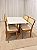 Mesa de Jantar San Marino 90x90 Vidro Off/Base Madeira + 4 Cad. Tela Bruna Madeira Maciça - Linho Bege - Imagem 2