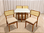 Mesa de Jantar San Marino 90x90 Vidro Off/Base Madeira + 4 Cad. Tela Bruna Madeira Maciça - Linho Bege - Imagem 3