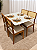 Mesa de Jantar San Marino 90x90 Vidro Off/Base Madeira + 4 Cad. Tela Bruna Madeira Maciça - Linho Bege - Imagem 1