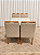 Mesa de Jantar San Marino 90x90 Vidro Off/Base Madeira + 4 Cad. Tula Dupla - Veludo Bege - Imagem 2