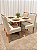 Mesa de Jantar San Marino 90x90 Vidro Off/Base Madeira + 4 Cad. Tula Dupla - Veludo Bege - Imagem 3