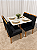 Mesa de Jantar San Marino 90x90 Vidro Off/Base Madeira + 4 Cad. Tula Dupla - Veludo Preto - Imagem 2