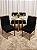 Mesa de Jantar San Marino 90x90 Vidro Off/Base Madeira + 4 Cad. Tula Dupla - Veludo Preto - Imagem 1