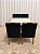 Mesa de Jantar San Marino 90x90 Vidro Off/Base Madeira + 4 Cad. Tula Dupla - Veludo Preto - Imagem 3