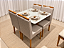 Mesa de Jantar San Marino 90x90 Vidro OffWhite/Base Madeira + 4 Cad. Tula Dupla - Linho Cinza - Imagem 2