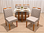 Mesa de Jantar San Marino 90x90 Vidro OffWhite/Base Madeira + 4 Cad. Tula Dupla - Linho Cinza - Imagem 1