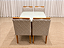 Mesa de Jantar San Marino 90x90 Vidro OffWhite/Base Madeira + 4 Cad. Tula Dupla - Linho Cinza - Imagem 3