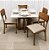 Mesa de Jantar San Marino 90x90 Vidro Off/Base Madeira + 4 Cad. Luana encosto Madeira Maciça - Linho Bege - Imagem 4