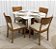 Mesa de Jantar San Marino 90x90 Vidro Off/Base Madeira + 4 Cad. Luana encosto Madeira Maciça - Linho Bege - Imagem 3