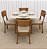 Mesa de Jantar San Marino 90x90 Vidro Off/Base Madeira + 4 Cad. Luana encosto Madeira Maciça - Linho Bege - Imagem 2