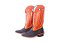 Bota Masculina Mr West - Modelo Carrapeta - Cano Alto/Solado couro/Salto de madeira - Cor laranja/cabeça preta/bico quadrado - Cód. B-58P 2510 Preto - Imagem 1