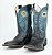 Bota Masculina Austin Ranch - Cano Médio/ Bico Quadrado/ Solado Flex/ Cor: Preto/ Azul Marinho - Cód. 12A008F2P - Imagem 9